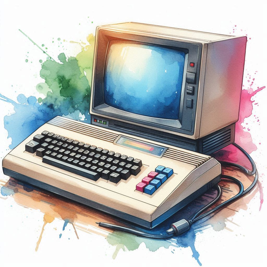 Aquarell von Computer C64 Commodore